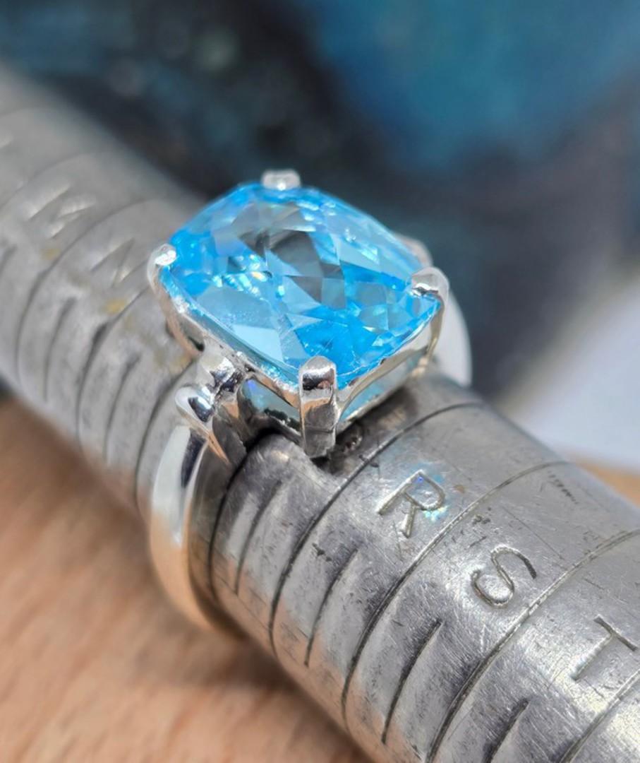 Silver blue topaz ring - NZ made image 0
